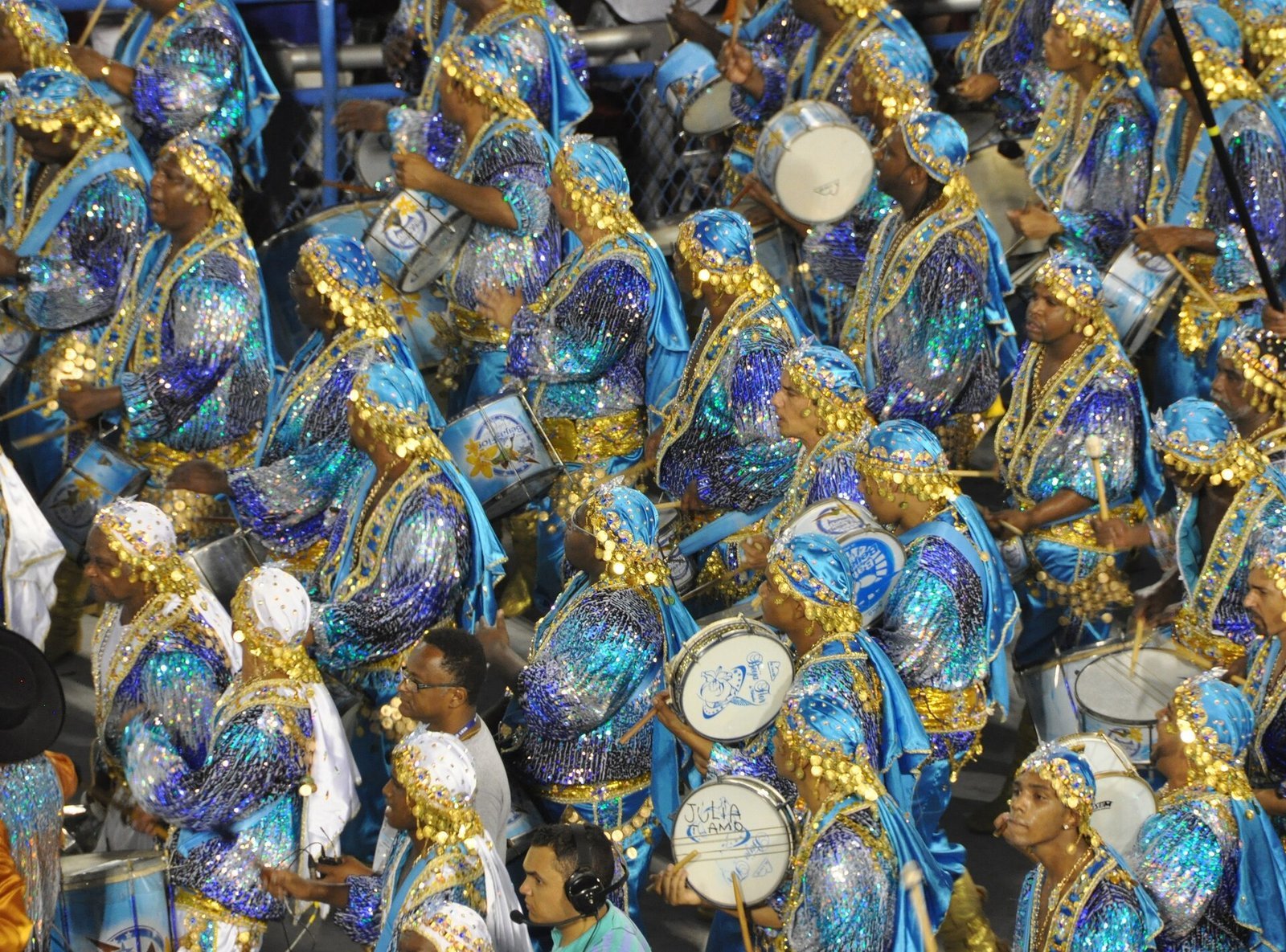 Costumed performers in the Rio Carnival Sambadrome parade