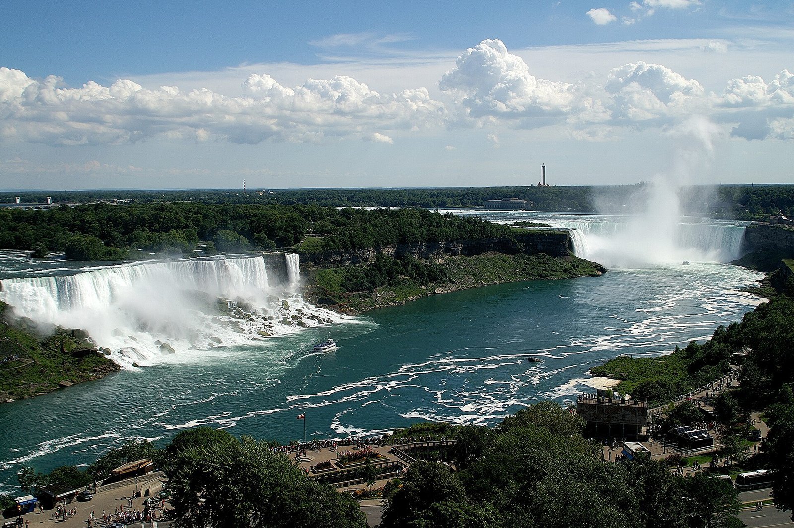 Niagara Falls thundering over the escarpment on the Canada–US border